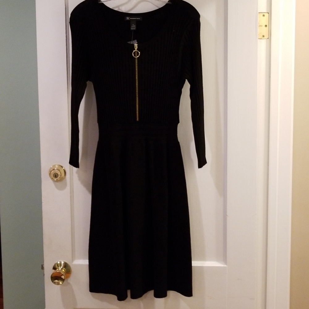 Black Ribbed Knit Dress